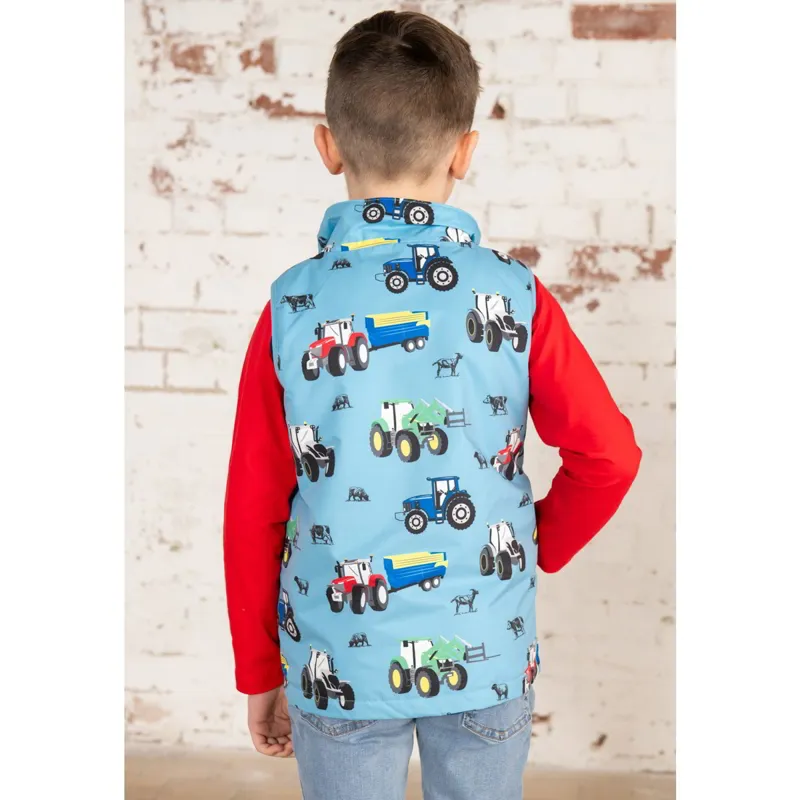 Lighthouse Alex Junior Boys Waterproof Vest - Blue Tractor Print-4