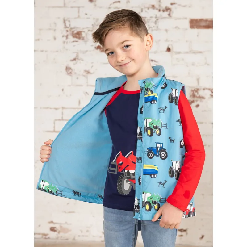 Lighthouse Alex Junior Boys Waterproof Vest - Blue Tractor Print-5
