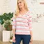 Lighthouse Ariana Ladies 3/4 Sleeve T-Shirt - Watermelon/Pink Stripe