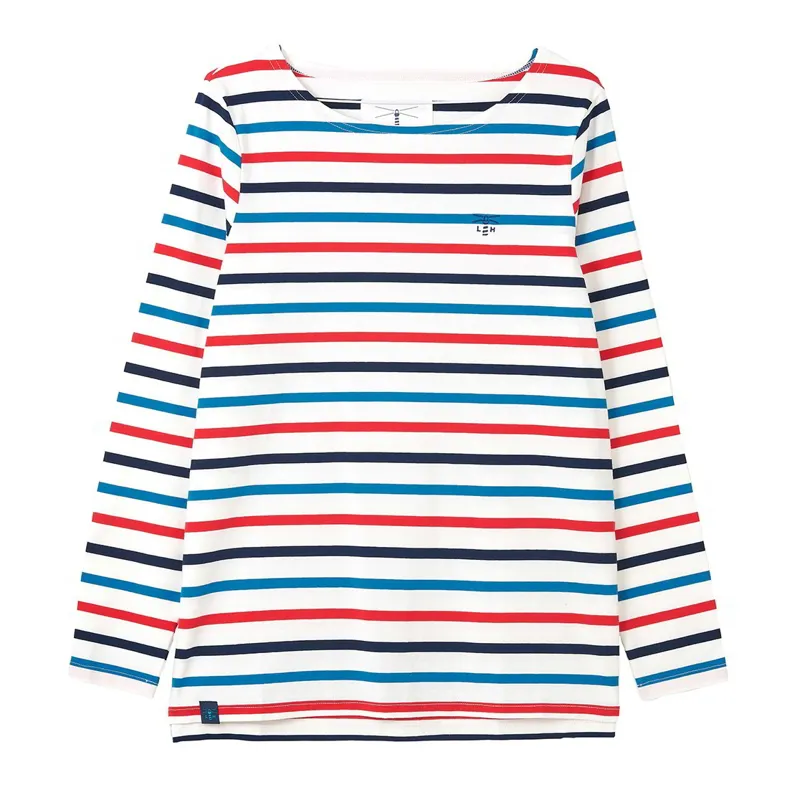 Lighthouse Causeway Long Sleeve Women's Top - Rhubarb/Teal Stripe