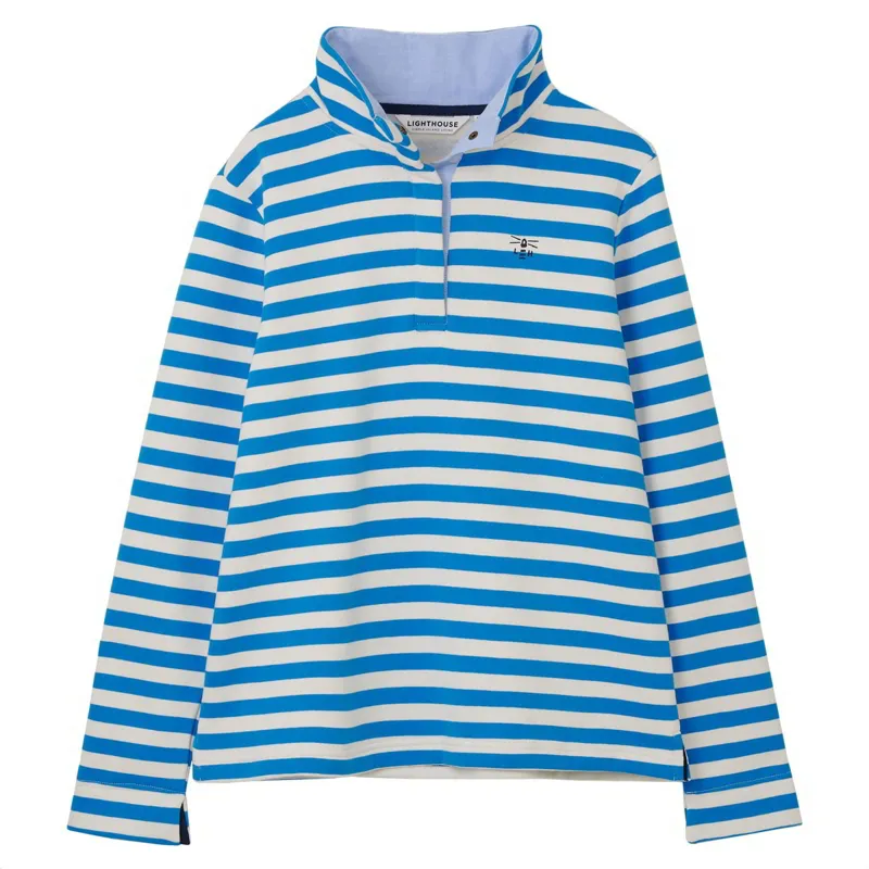 Lighthouse Haven Ladies Sweater - Azure Blue Stripe