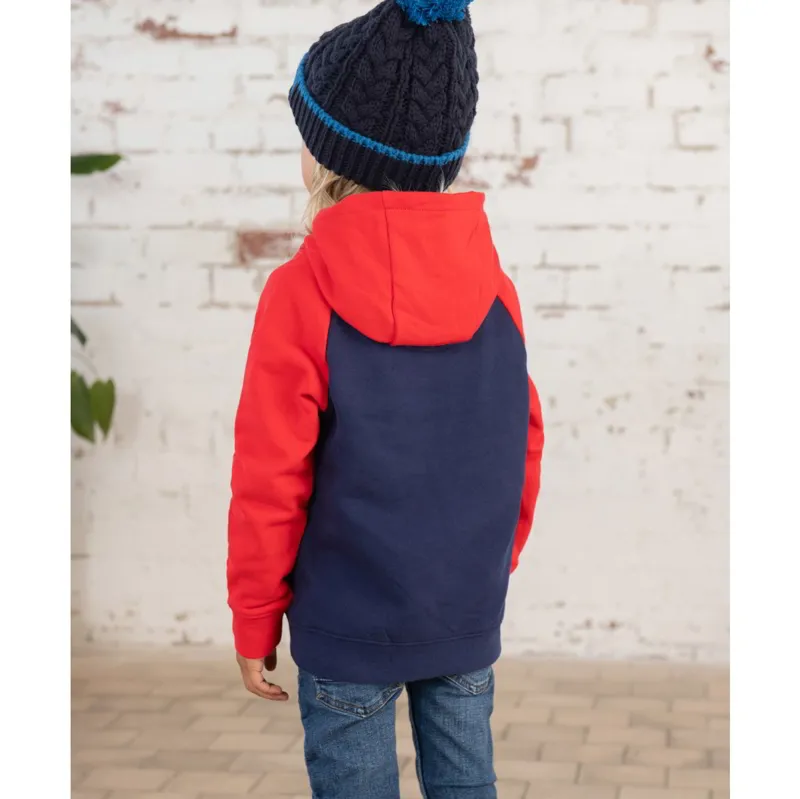 Lighthouse Jack Boys Hoodie-Red/Tractor Print-3
