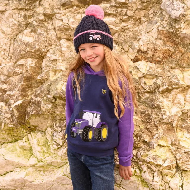 Lighthouse Jill Junior Girls Hoodie - Purple Tractor-5