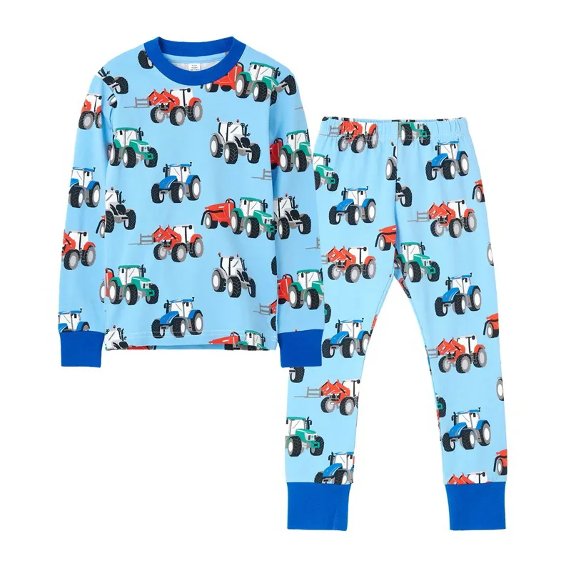 Lighthouse Junior Boys Pajama Set - Red/Blue/Green/Tractor Print