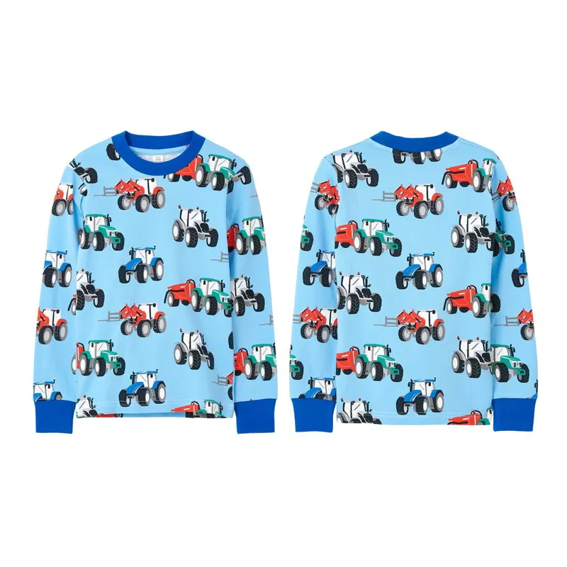 Lighthouse Junior Boys Pajama Set - Red/Blue/Green/Tractor Print-2