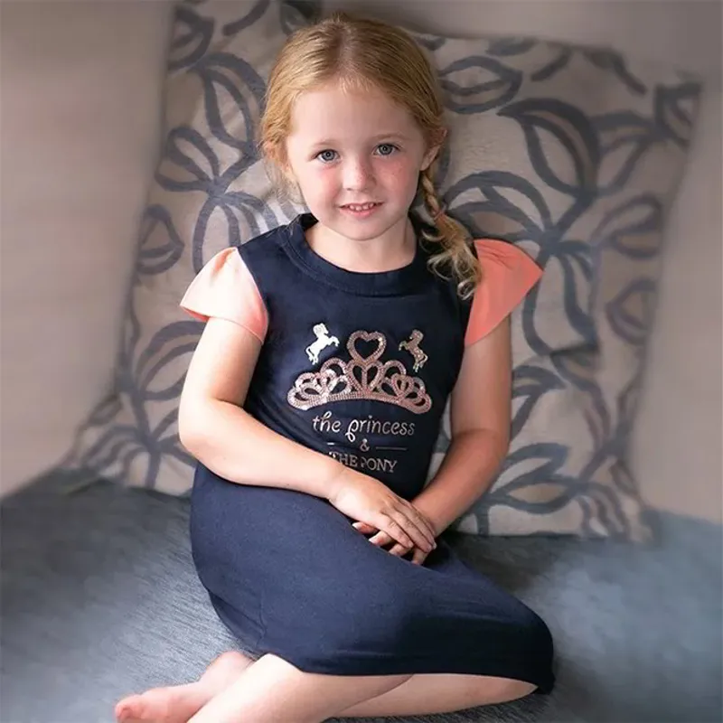 Little Rider Princess and the Pony Junior Nightgown - Navy/Peach-2