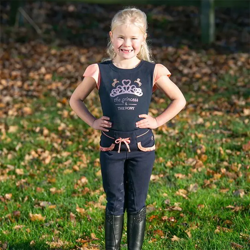 Little Rider Princess and the Pony Junior T-Shirt - Navy/Peach-3