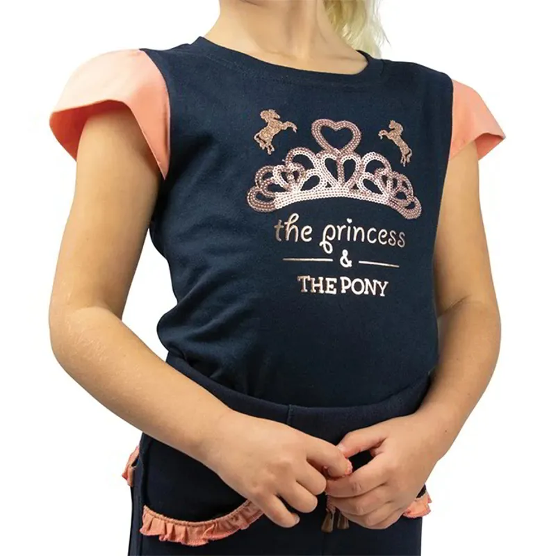 Little Rider Princess and the Pony Junior T-Shirt - Navy/Peach-1