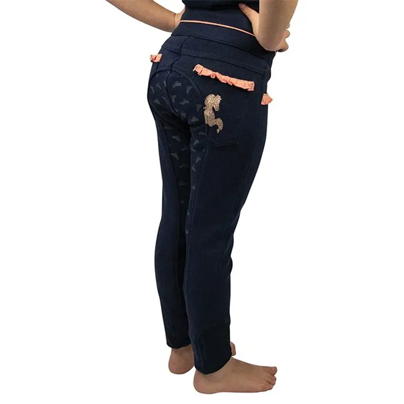 Little Rider Princess and the Pony Pull On Jodhpurs - Navy/Peach-1