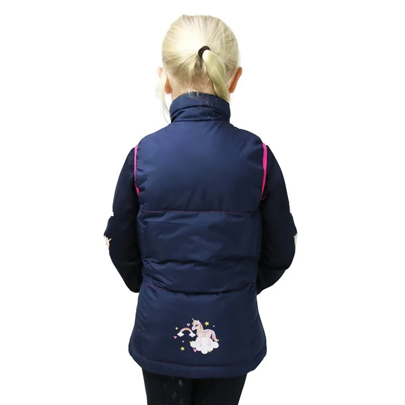 Little Rider Little Unicorn Junior Girls Vest - Navy/Pink-1