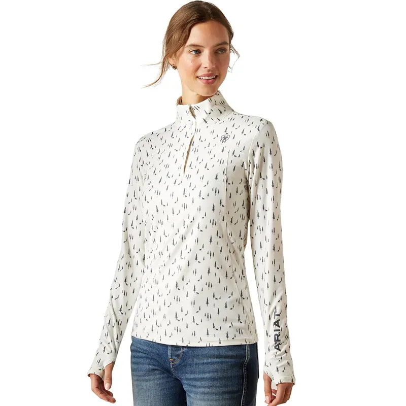 Ariat Lowell 3.0 1/4 Zip Womens Base Layer - Forest Horses