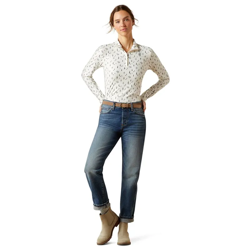 Ariat Lowell 3.0 1/4 Zip Womens Base Layer - Forest Horses-1