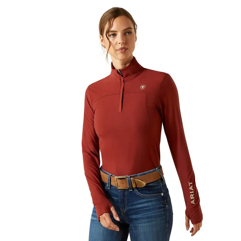 Ariat Lowell 3.0 1/4 Zip Women's Base Layer - Madder Brown