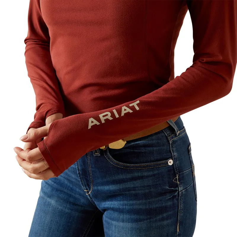 Ariat Lowell 3.0 1/4 Zip Women's Base Layer - Madder Brown-4