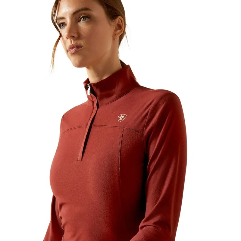 Ariat Lowell 3.0 1/4 Zip Women's Base Layer - Madder Brown-3