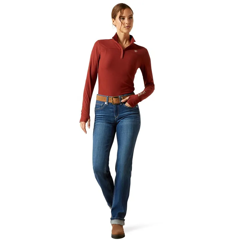Ariat Lowell 3.0 1/4 Zip Women's Base Layer - Madder Brown-1