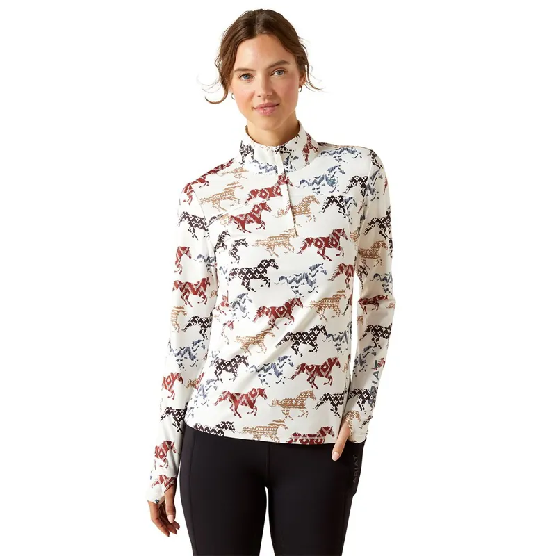 Ariat Lowell 3.0 1/4 Zip Women's Base Layer - Painted Ponies Print