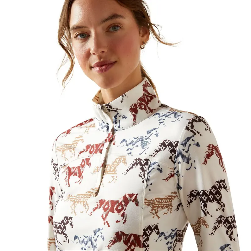 Ariat Lowell 3.0 1/4 Zip Women's Base Layer - Painted Ponies Print-3