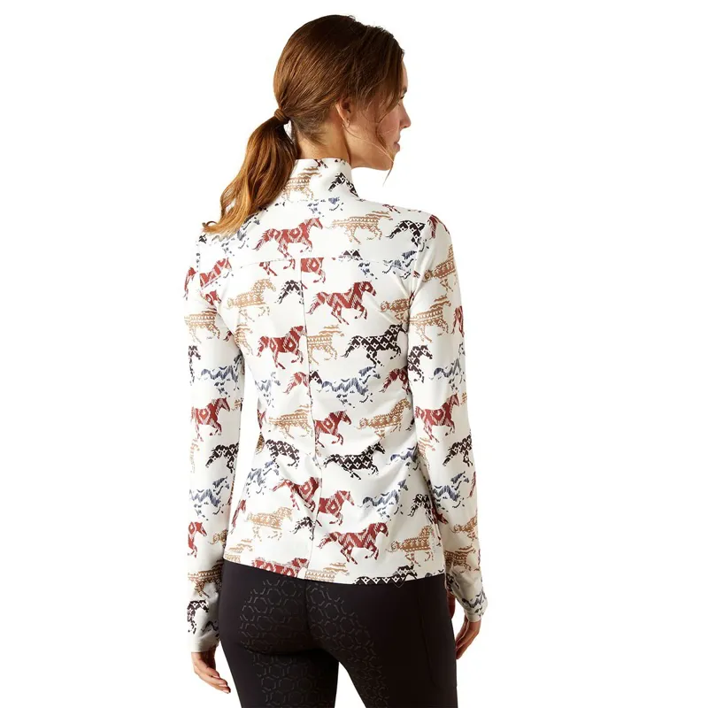 Ariat Lowell 3.0 1/4 Zip Women's Base Layer - Painted Ponies Print-2