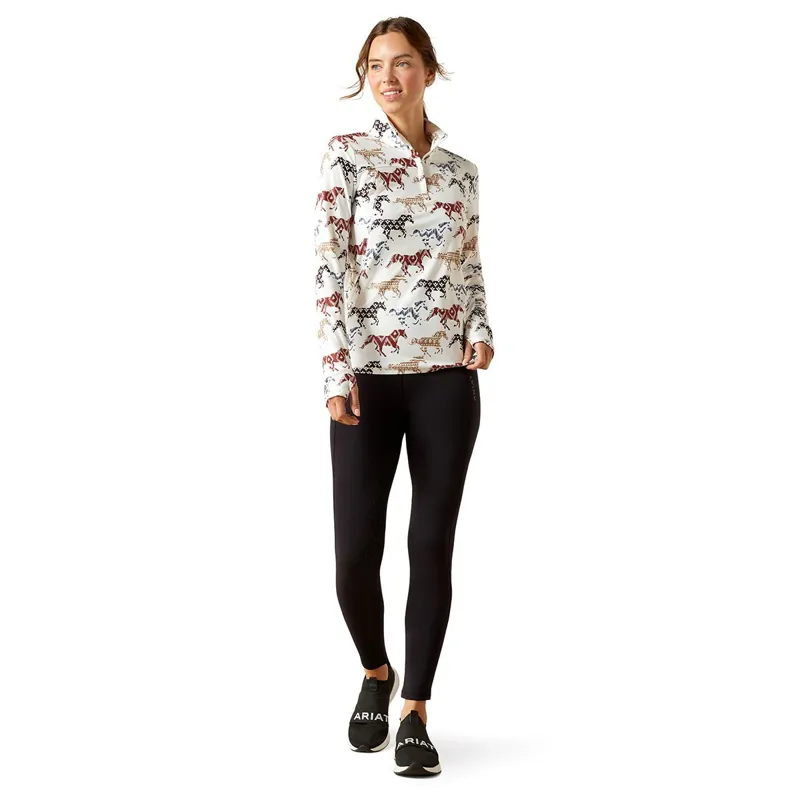 Ariat Lowell 3.0 1/4 Zip Women's Base Layer - Painted Ponies Print-1