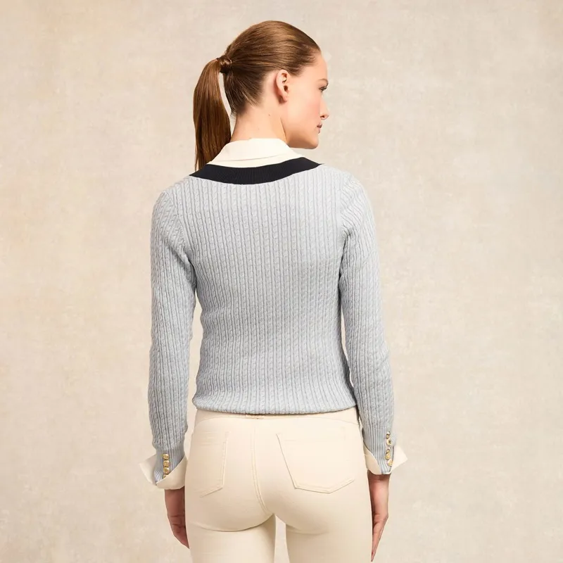 Holland Cooper Lucy Knit V-Neck Ladies Sweater - Pale Blue-2