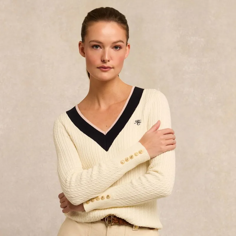 Holland Cooper Lucy Knit V-Neck Ladies Sweater - Natural