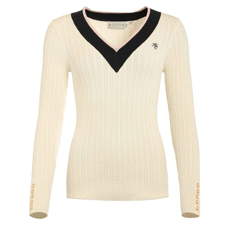 Holland Cooper Lucy Knit V-Neck Ladies Sweater - Natural-5