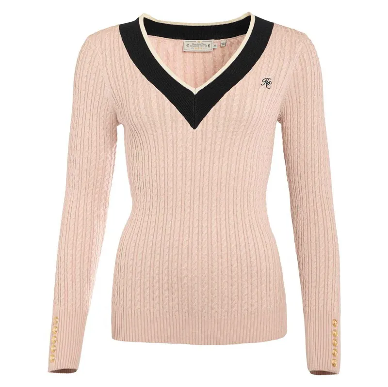 Holland Cooper Lucy Knit V-Neck Ladies Sweater - Soft Pink-3
