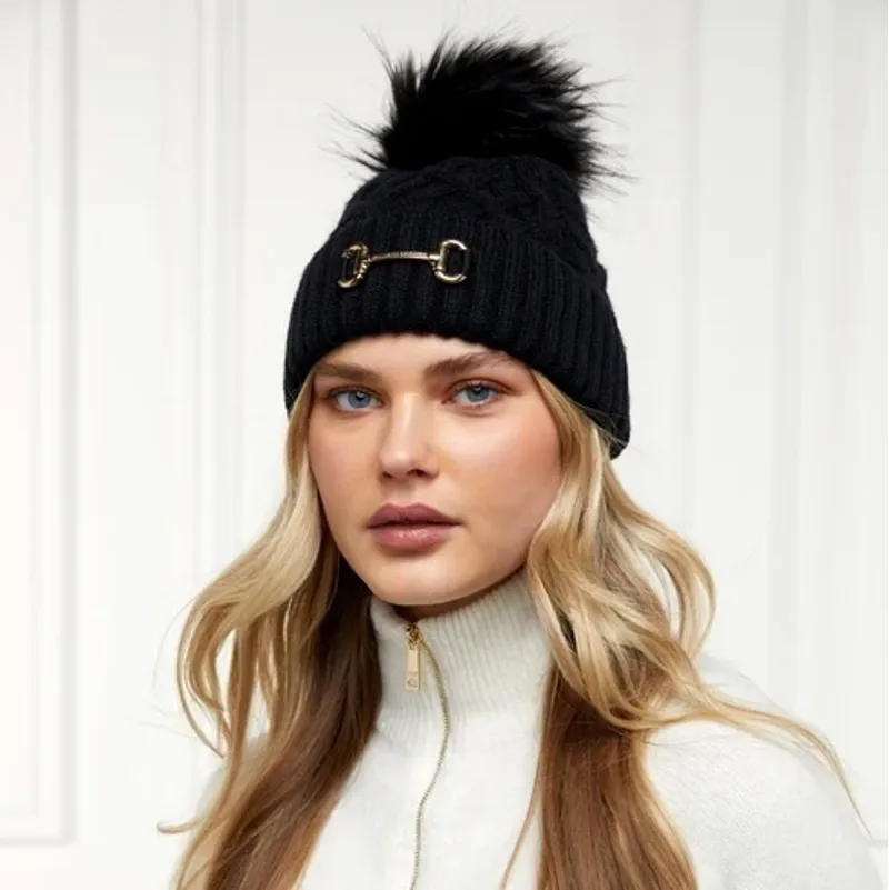 Holland Cooper Horse Bit Pom Pom Hat - Black-2