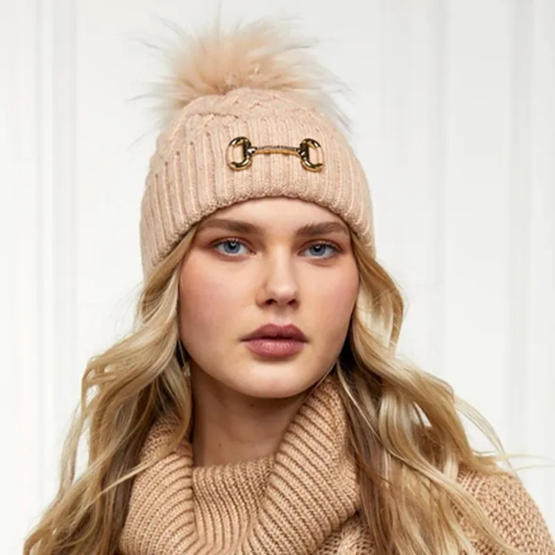 Holland Cooper Horse Bit Pom Hat - Camel-2