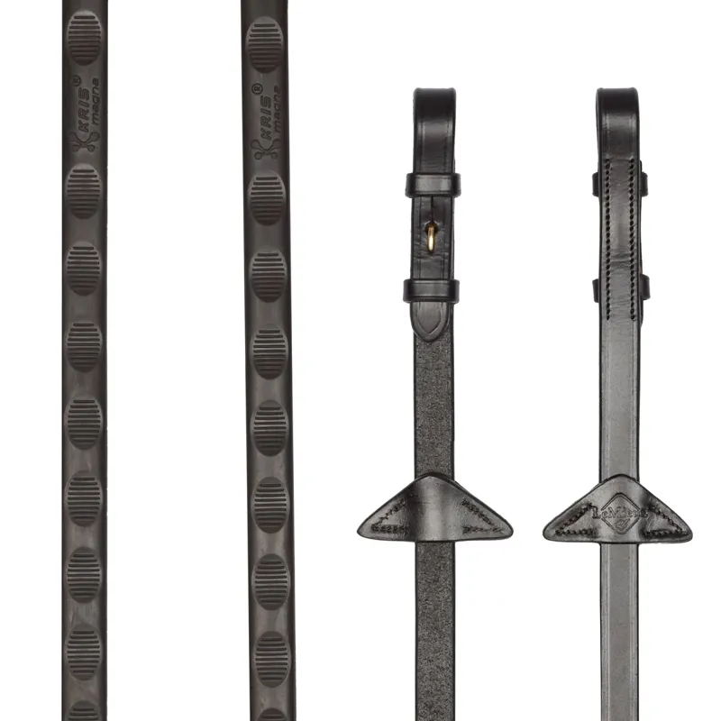 LeMieux Magna Grip Rubber Reins - Brown/Brass