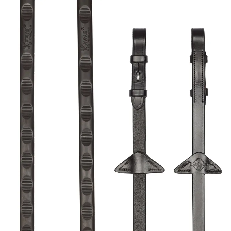 LeMieux Magna Grip Rubber Reins - Brown/Silver