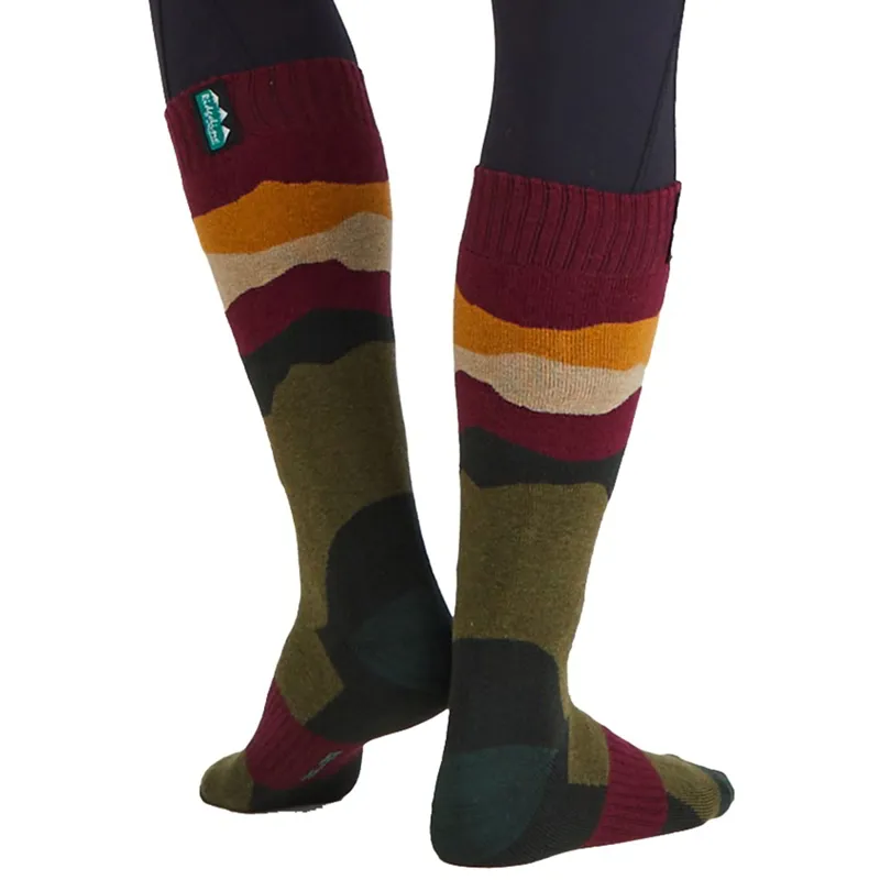 Ridgeline Merino Wool Unisex Full Length Socks - Berry Stripe-3