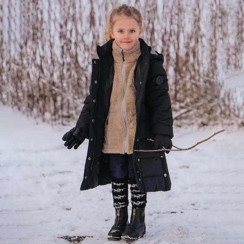 Mountain Horse Irma Youth Girls Long Quilted Jacket - Black-1