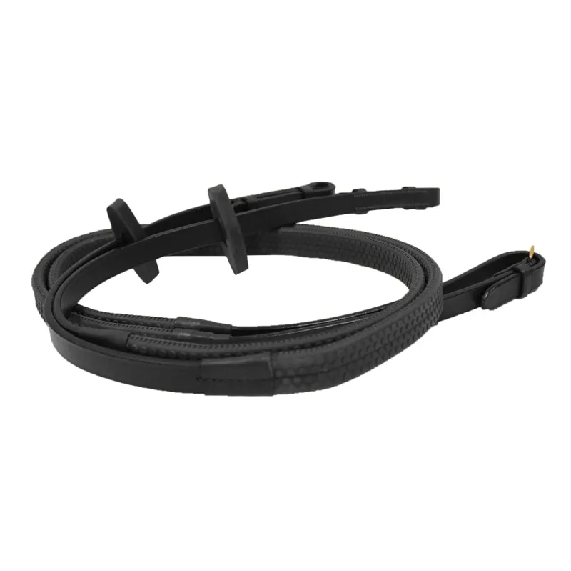 Rambo Micklem Rubber Reins - Black-1