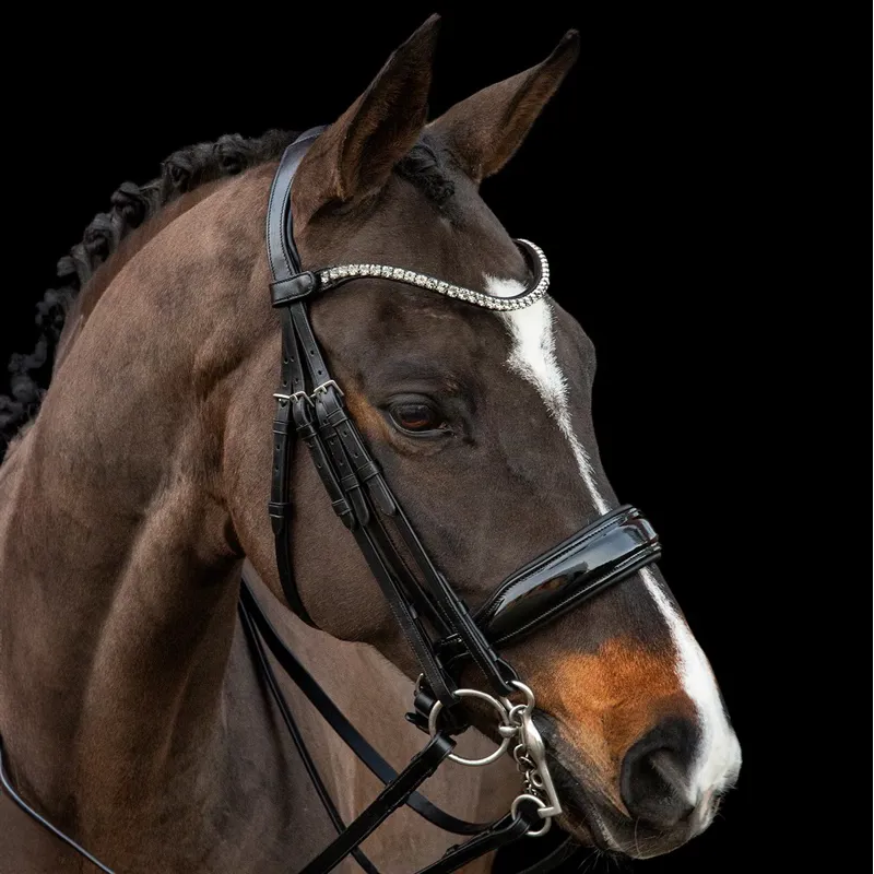 Schockemohle Milazzo Double Bridle - Black/Patent/Silver-2