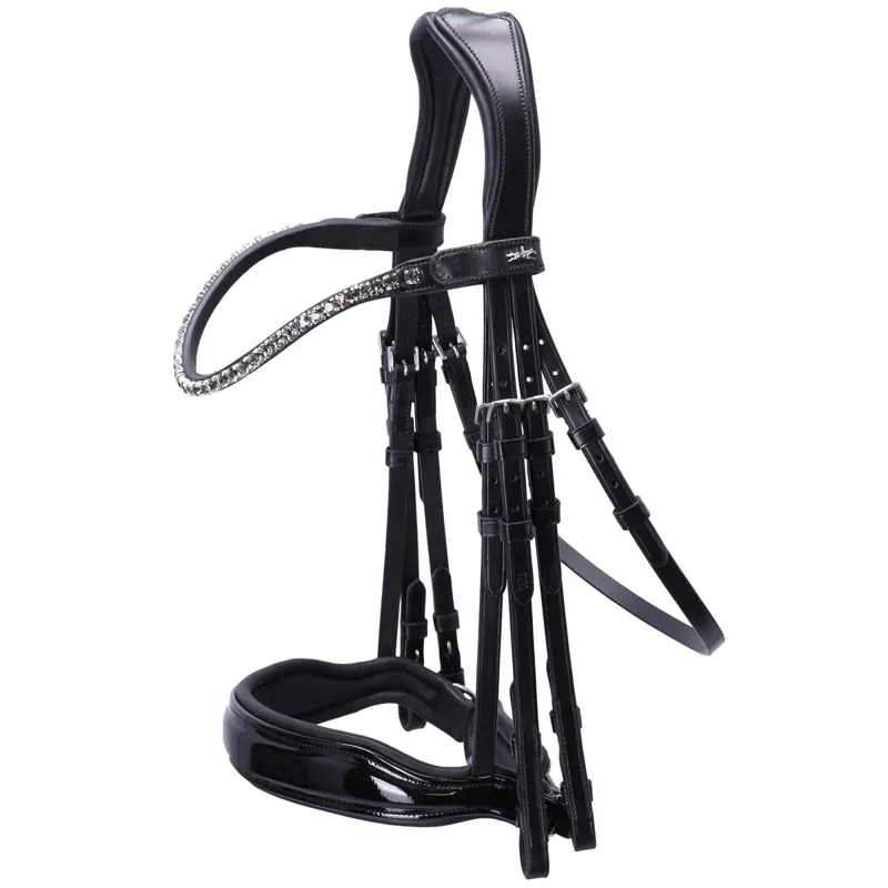 Schockemohle Milazzo Double Bridle - Black/Patent/Silver