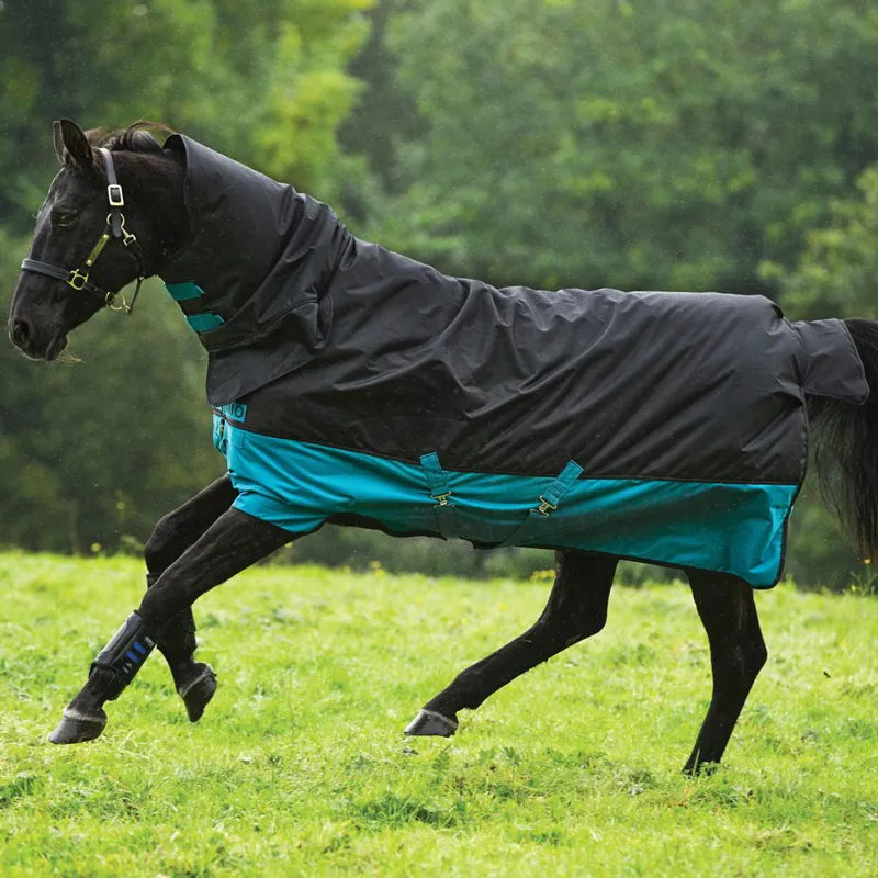 Mio All-In-One Turnout Medium 200g Blanket - Black/Turquoise