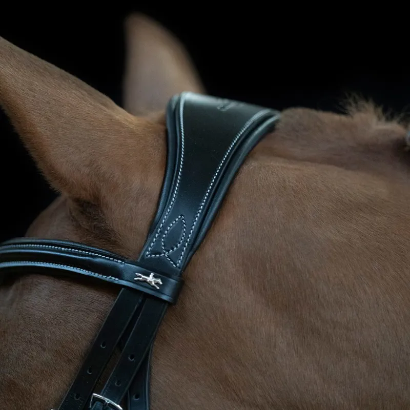 Schockemohle Monza F Removable Flash Bridle - Black/Cream/Silver-5