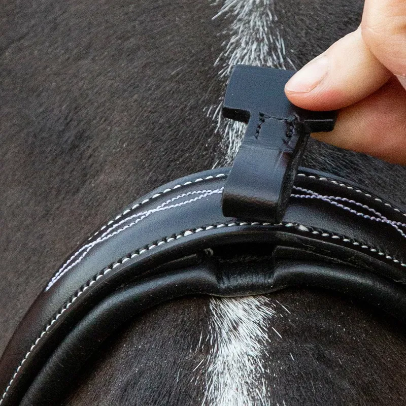 Schockemohle Monza F Removable Flash Bridle - Black/Cream/Silver-3
