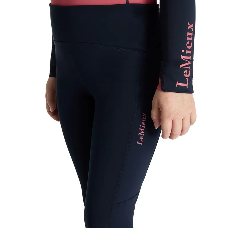 LeMieux Mini Nora Brushed Pull On Junior Riding Tights - Navy-3