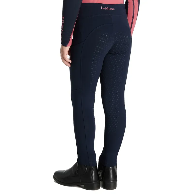LeMieux Mini Nora Brushed Pull On Junior Riding Tights - Navy-2