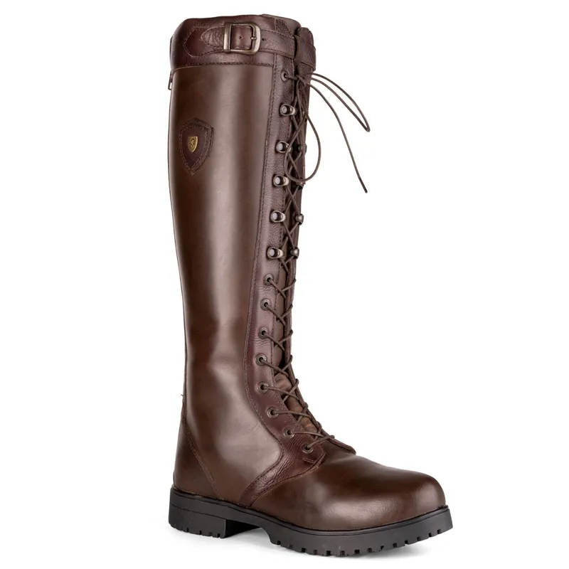 Moretta Teramo Laced Womens Tall Country Boots Dark Brown
