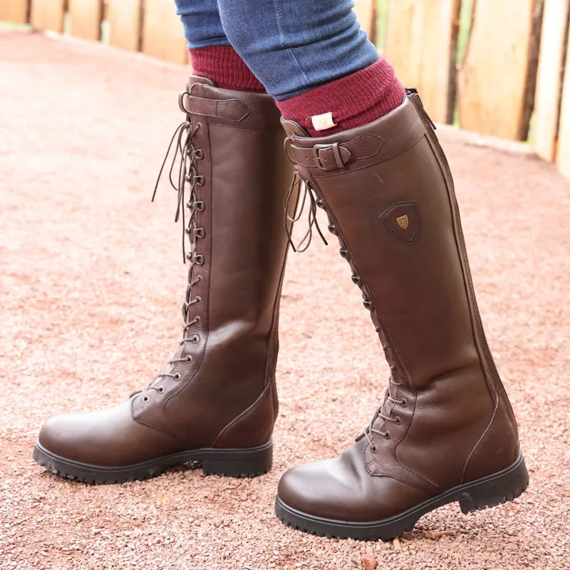 Moretta Teramo Laced Womens Tall Country Boots Dark Brown-5