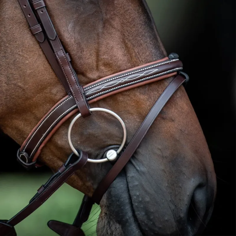 Equiline NB0449 Fancy Stitch with Removable Flash Noseband - Brown-1
