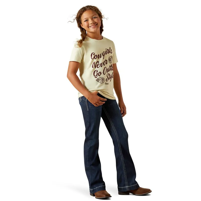 Ariat Never Outta Style Girls Short Sleeve Tee - Wheat-3
