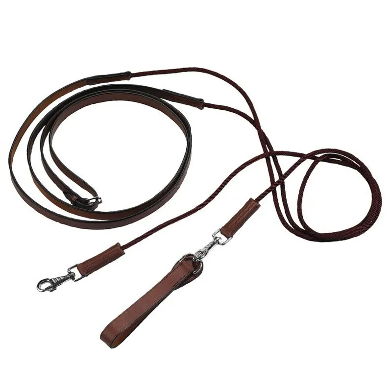Norton Leather/Cord Draw Reins - Brown-1