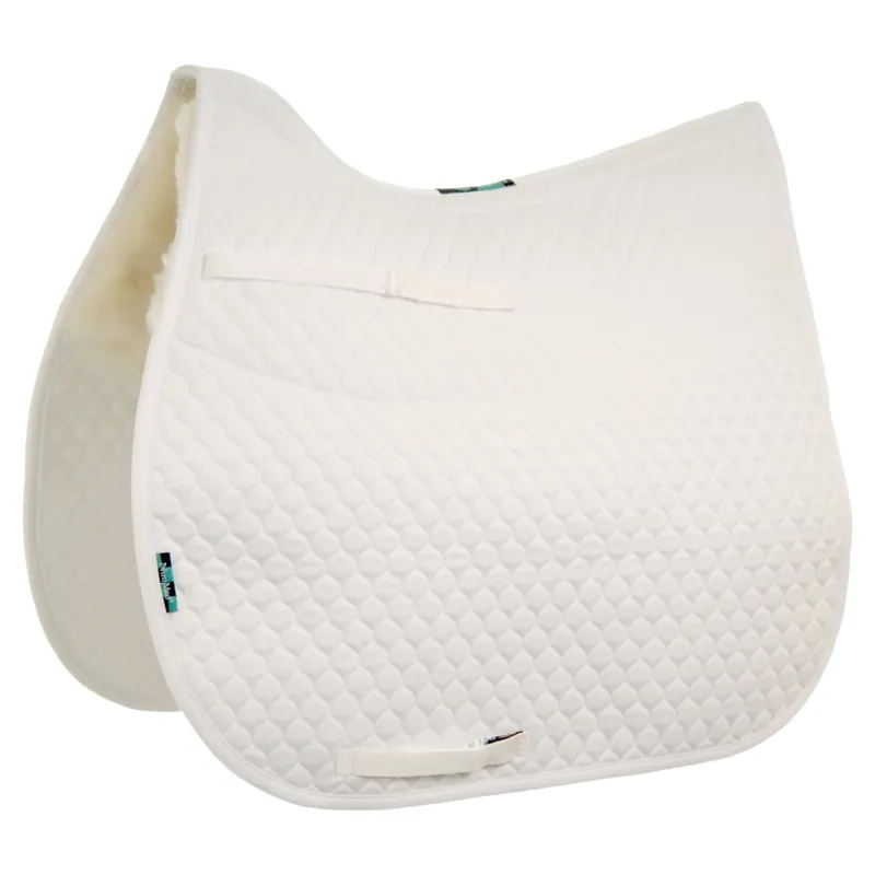 NuuMed Gullet-Free Half Wool Dressage Saddle Pad - White