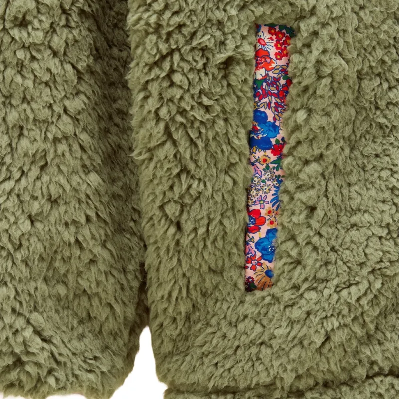 Joules Tilly Junior Girls Zip Through Sherpa Fleece - Khaki-3