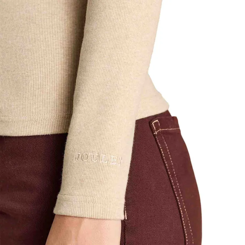 Joules Women's Warm Handle Rib Turtleneck Long Sleeve Top - Oat Marl-6